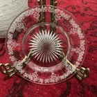 Vintage Monongah Depression Glass Clear Etched Roseland 5" Plates Set of 12