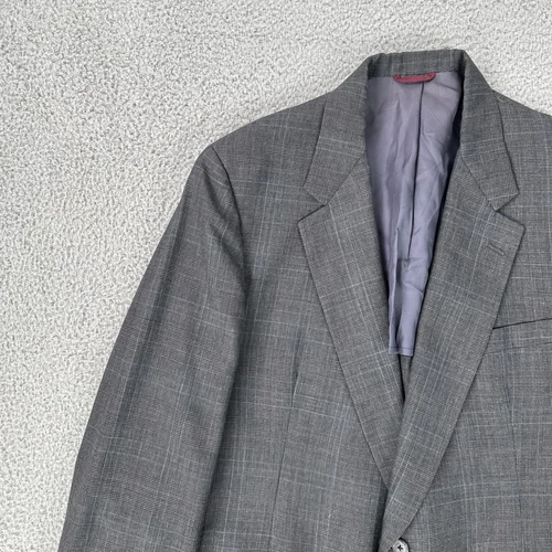 Hart Schaffner Marx Blazer Men 44L Grey Glen Plaid 2 Button Sports Coat USA Made - Picture 13 of 22