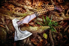 CUSTOM HAND FORGED Viking Axe VALHALLA AXE COMBAT WARRIOR AXE CAMPING AXE
