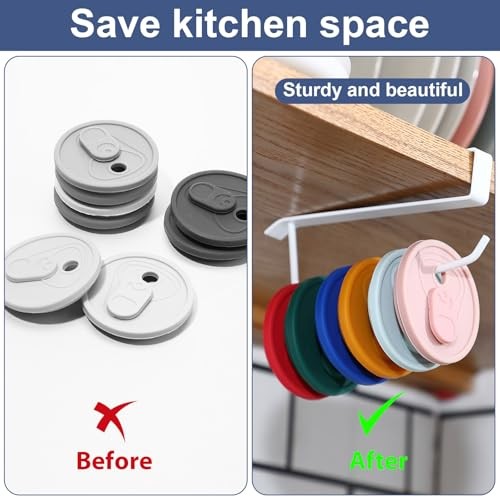 2 Pack Tumbler Lid Organizer Horizontal Hanging cabinet Lid Storage White - Bild 6 von 7