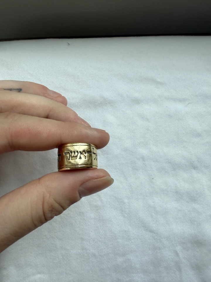 Anillo James Avery de oro 14K retirado raro con letras hebreas, talla 5 Foto 2 de 4