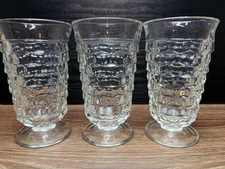 Fostoria American Cubist Low Footed Iced Tea Water Goblet Glass Set of 3