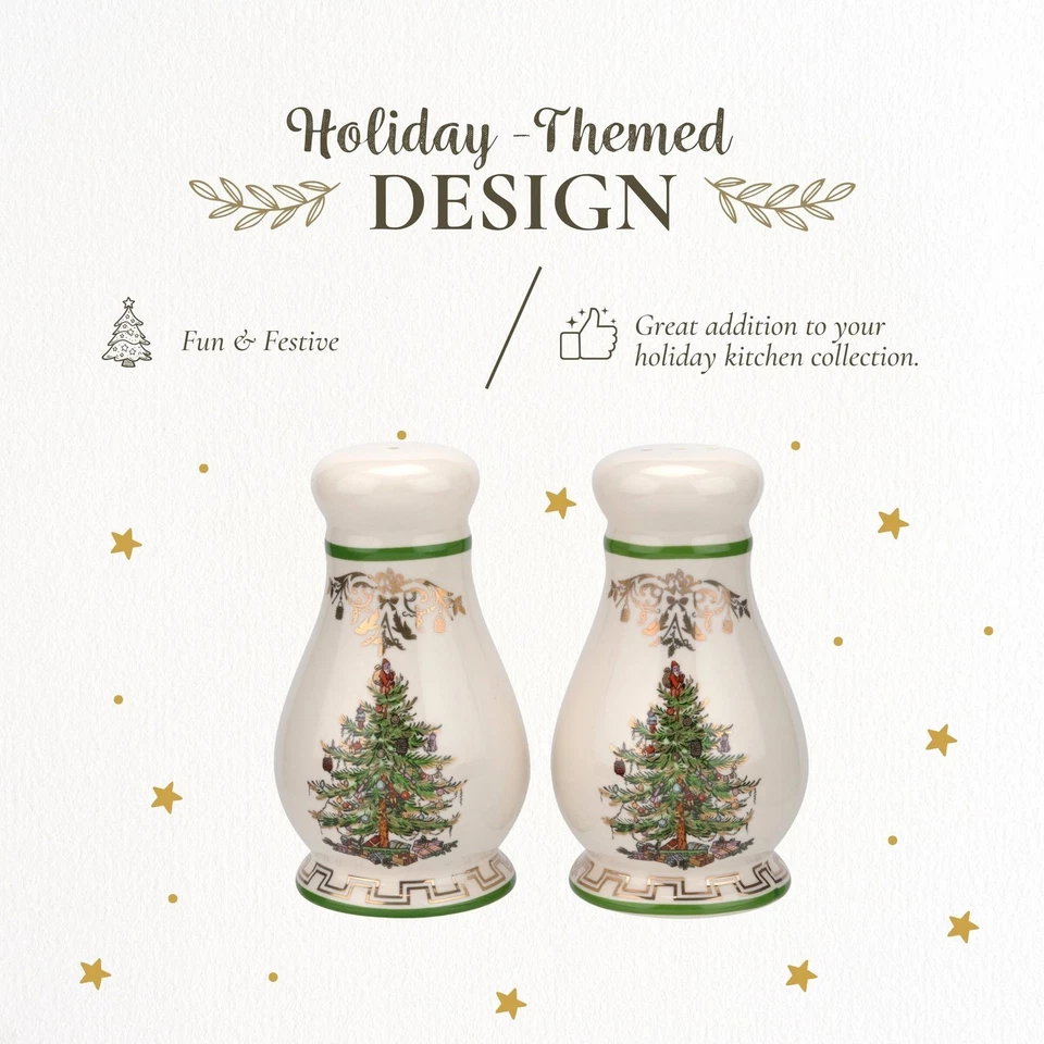 Spode Árbol de Navidad Colección Oro Sal Pimienta Coctelera, 4 Pulgadas Foto 3 de 4