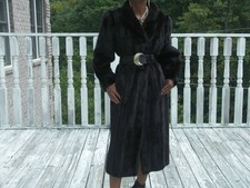 Elegant Full length black brown LLoyds mink fur coat M