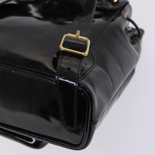 GUCCI Bamboo Backpack Enamel Black Gold Auth bs23155 - Picture 18 of 24