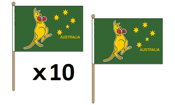 Drapeau australien Boxing Kangaroo sur tige bois pour décoration de bar sport