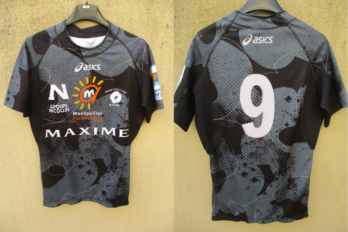 Maillot MONTPELLIER Rugby 2009 porté n°9 ESPOIRS shirt noir