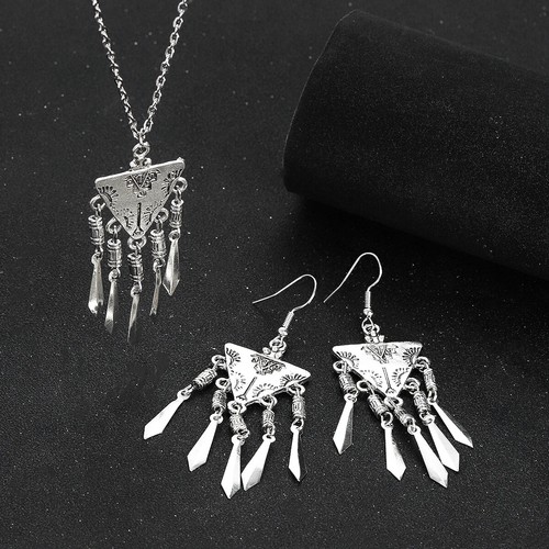Vintage Ethnic Geometry Dropped Earring Set for Women Female Big Earrings Sets - Picture 3 of 6