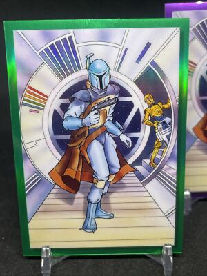 2022 Chrome Star Wars Galaxy Vintage Retro #V-1 Boba Fett - Droids Green /99