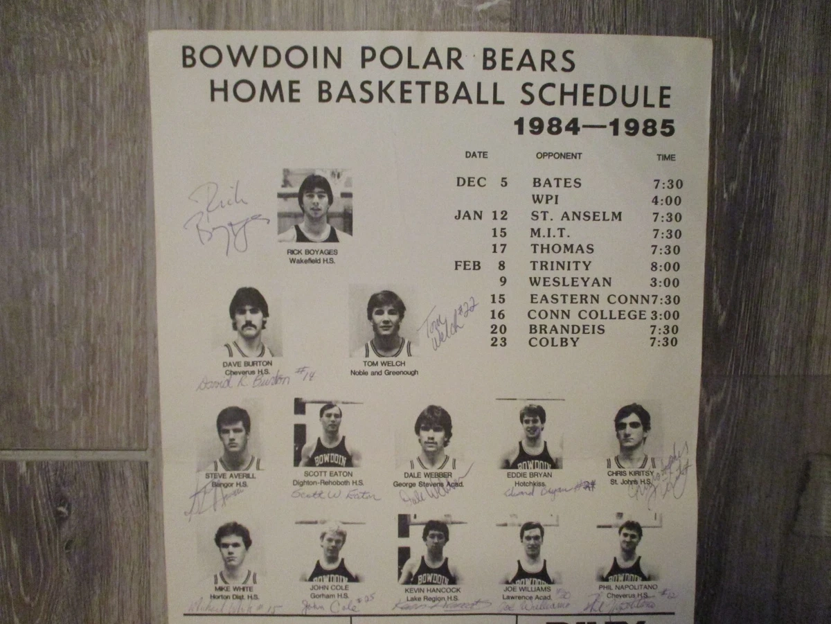 1984 Bowdoin College Men's Basketball Poster(13 Sign/w/RAY BICKNELL/RICK  BOYAGES | eBay
