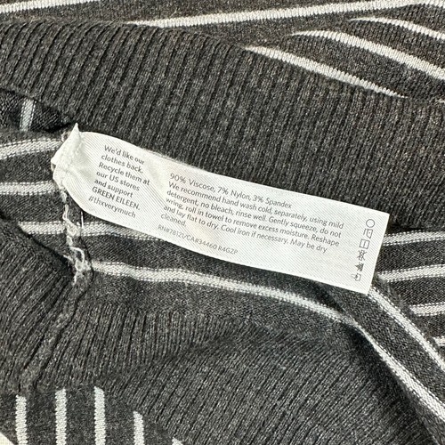 Eileen Fisher Pullover Damen XS gestreift Pulli U-Boot Ausschnitt Viskose Stretch grau - Bild 6 von 7