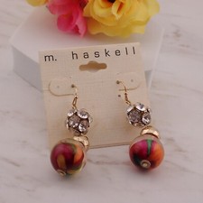 M Haskell Clear Rhinestone Ball Orange Pink S...