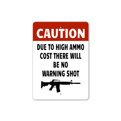 Funny Caution Gun Porch Metal Sign