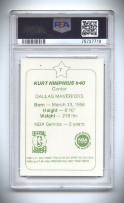 1984 Star Arena Mavericks 7 Kurt Nimphius PSA 7 Basketball Card | eBay