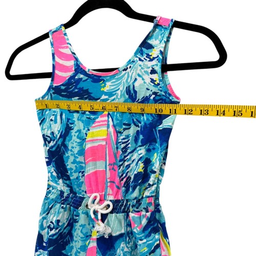 Lilly Pulitzer Imogen Jumpsuit Girls Sparkling Blue Hey Bay Bay Sleeveless Sz S - Picture 7 of 10