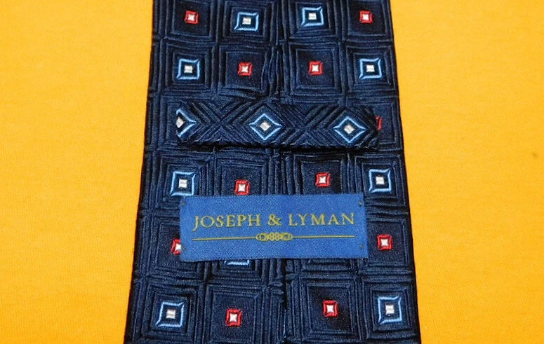 JOSEPH & LYMAN MADE IN U.S.A. AZUL/BLANCO/ROJO CUADRADOS MOTIVO CORBATA - CORBATAS DE DISEÑADOR. Foto 3 de 3