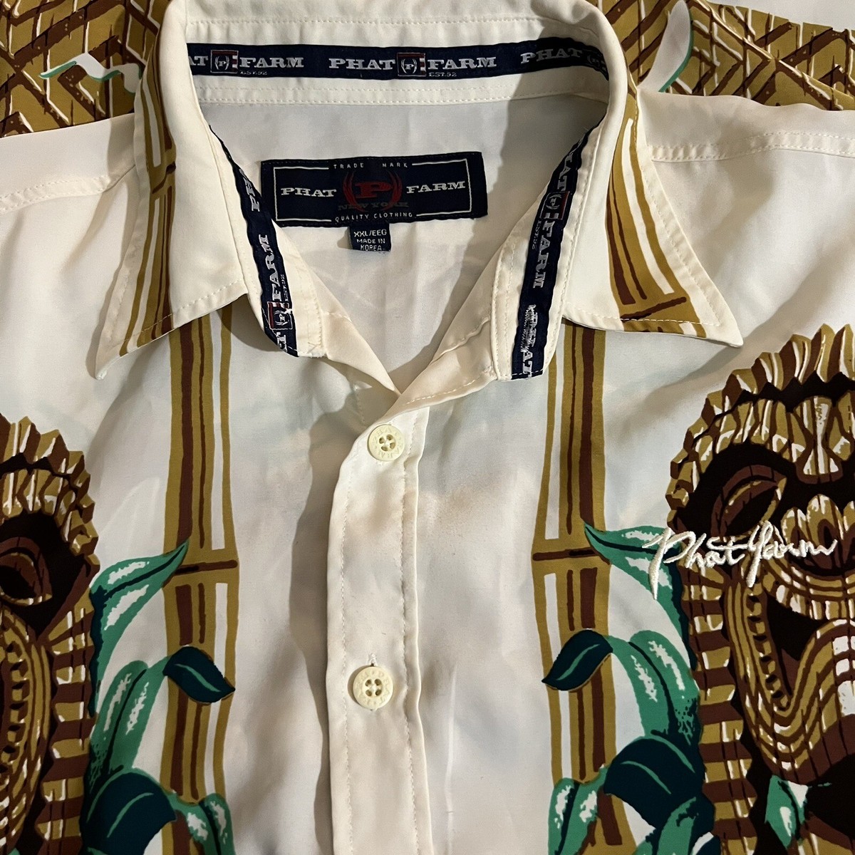 Vintage Phat Farm Tiki Hawaiian Men 2XL Russell Simmons Hip Hop 