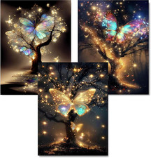 Diamond Painting Kits for Adults - 3 Pack Butterfly Tree 5D Diamond Art Kits Ful