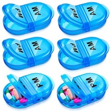 6 pack pill box organizer pocket small case holder daily AM PM containers