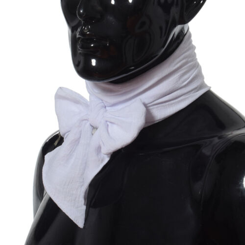 Victorian Ascot Tie for Men White Long Cravat for Regency Fancy Dress Costume - Picture 2 of 8