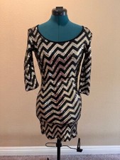 SEQUINED Open Back Mini Party Dress, Size S