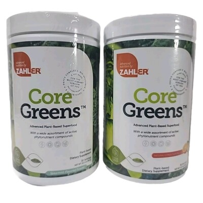 Zahler Core Greens Advanced Plantbased Powder Spearmint/Citrus Flavors Lot of 2
