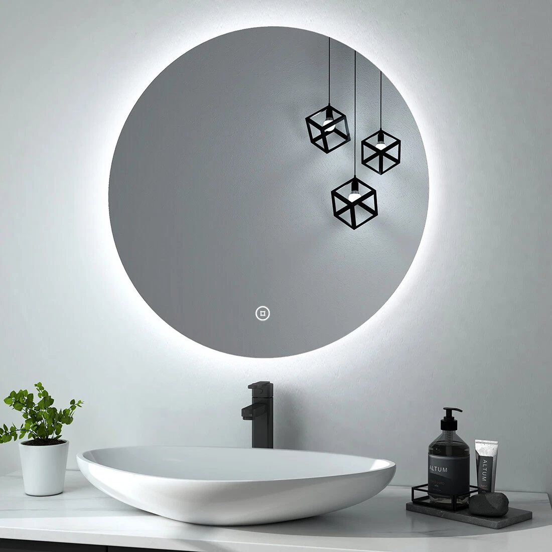 Led backlit round mirror deals