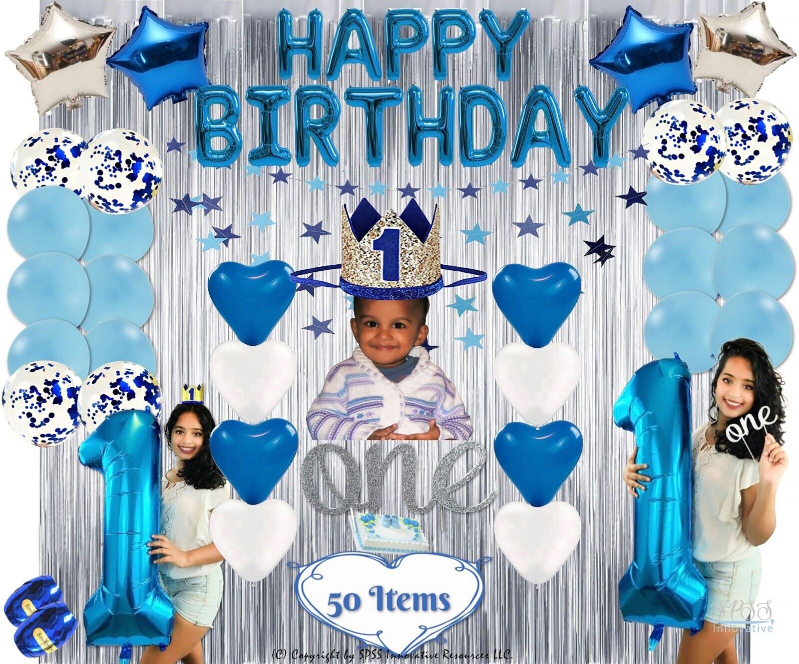 1 Yr Boy / Girl Birthday Decorations 1st Birthday First Bday by SPSS  INNOVATIVE