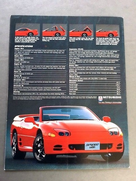 1995 Mitsubishi 3000GT VR-4 Spyder Convertible Car Sales Brochure