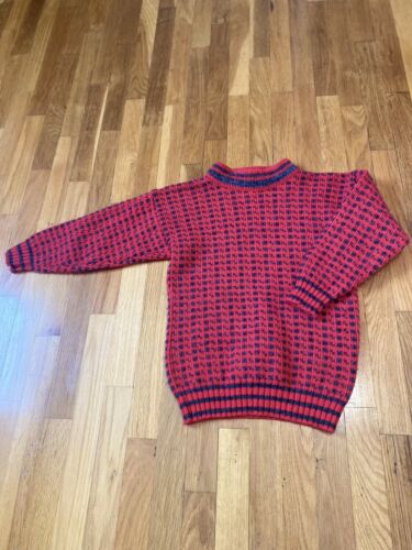 Vintage Boys VolUND Size 10 Red And Gray Sweater Made In Norway - Picture 2 of 5