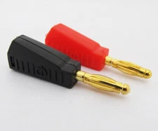 100pcs Gold Radioshack Stackable 4mm Banana male Plug Jack R+B