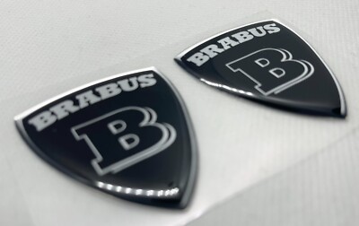 2stck. Brabus Shield 3D gewölbte Aufkleber. Silber Schwarz. 40x50 mm