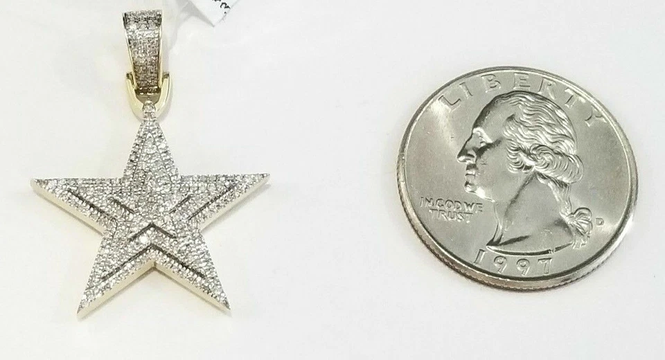 Реальный 10k желтый подлинный бриллианты звезда подвеска 3D мужчин женщин - Изображение 3 из 4