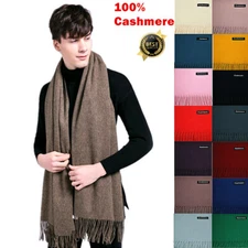 For Mens 100% Cashmere Warm Oversized Solid Thick Blanket Wool Scarf Shawl Wrap