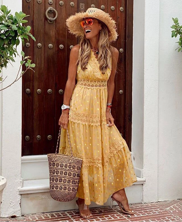 Womens summer boho long maxi dress clearance