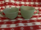 Vintage Lot Of 2 Fire King Jadeite Ribbed Creamer & Cup