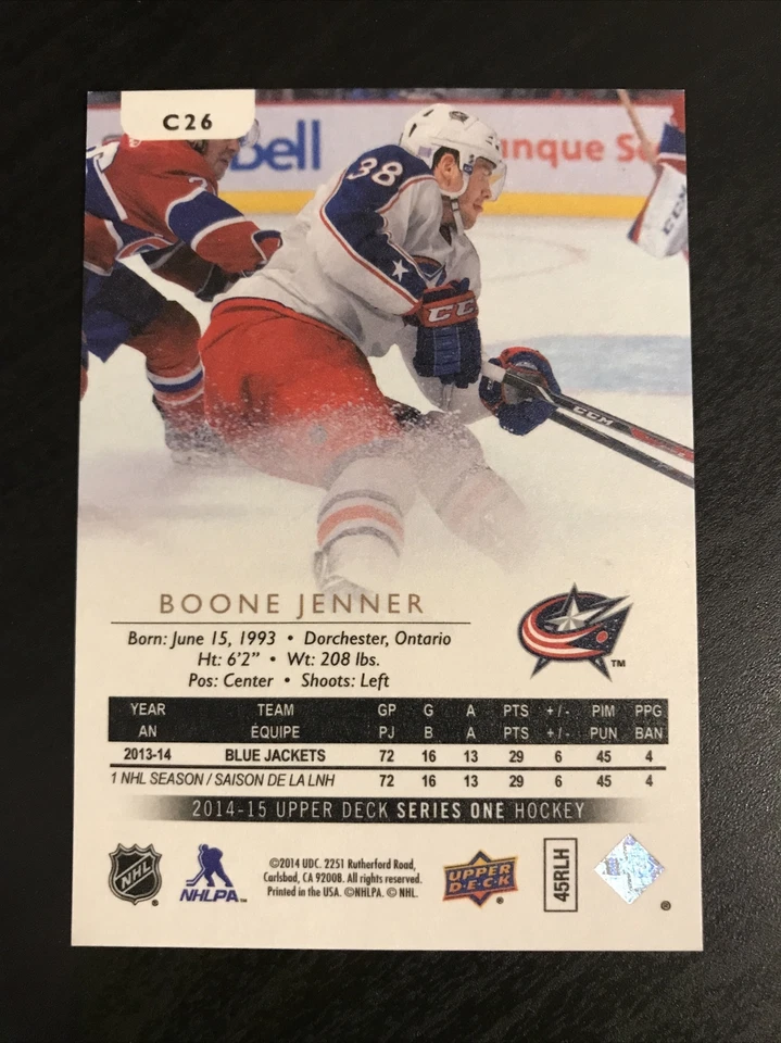 2014-15 Upper Deck UD Canvas #C26 Boone Jenner Columbus Blue Jackets - Image 2 of 2