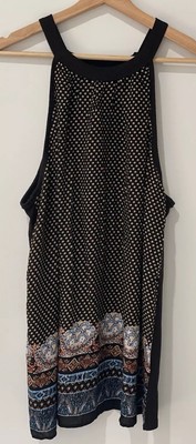 Haptics NWT Halter Neck Bohemian Sleeveless Top Womens 1X Festival Flowy Boho