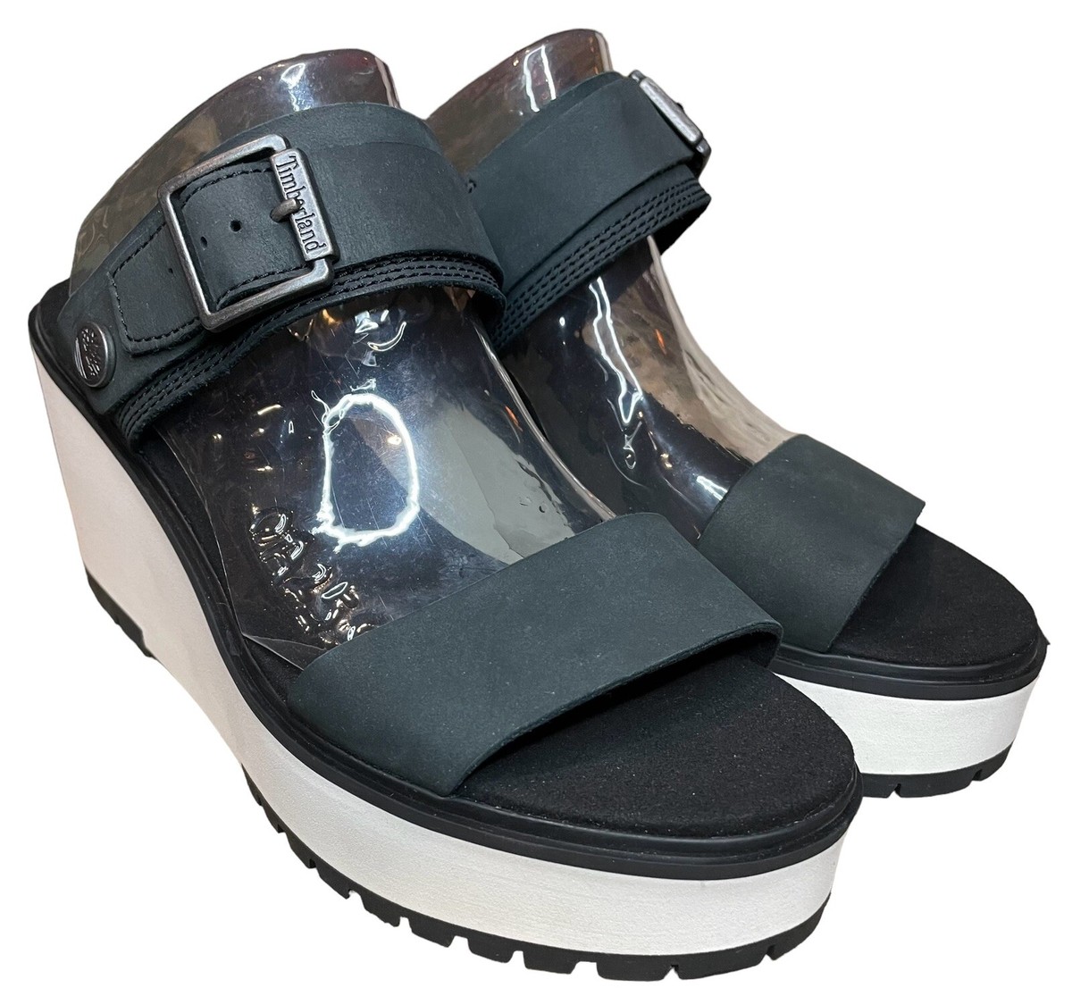 Timberland Koralyn Platform Wedge Sandals Womens Size 9.5 M Black Nubuck  NIB | eBay