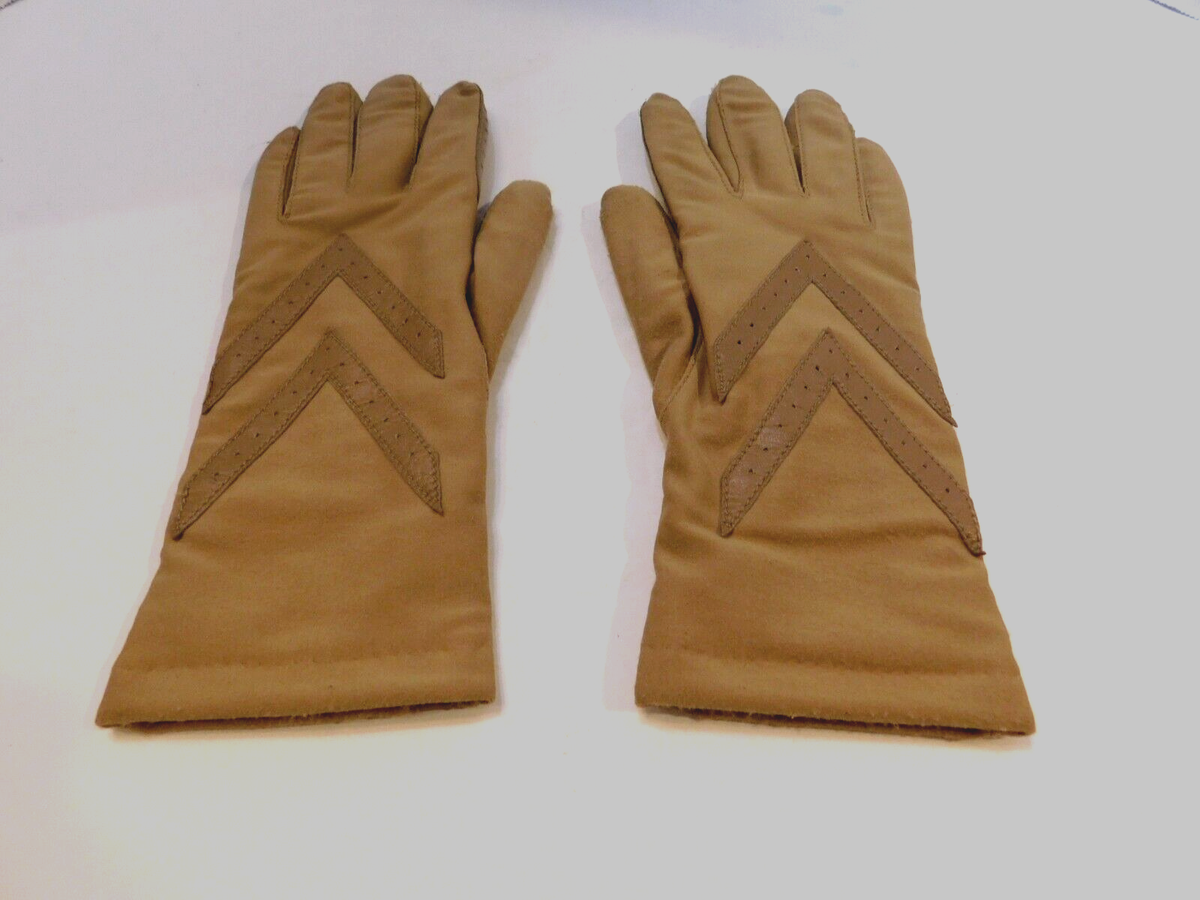 ⭐︎ DESIGNER LADIES BEIGE STRETCH NYLON WINTER GLOVES THINSULATE