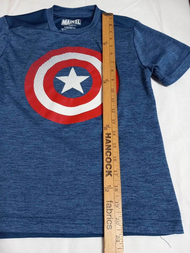 Marvel Captain America Superhero Boys T-shirt Size Large 10-12 Blue Polyester - Image 4 of 4