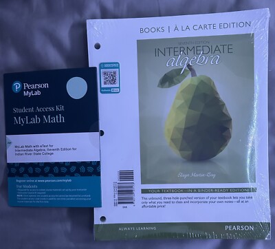 Intermediate Algebra 7th Ed paperback with Pearson MyLab Math eText and code.