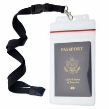 5 Pack Clear Waterproof Passport Holders with Premium Lanyards by Specialist ID