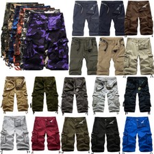 Men Cargo Combat Shorts Casual Chino Half Pants Army Camouflage Military Shorts  