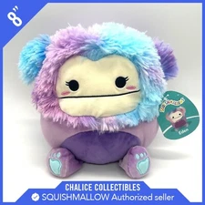 Squishmallow Kellytoy Plush Limited Squad Eden The Purple Big Foot Yeti 8" NWT