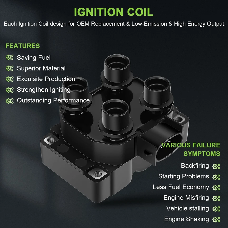 2 For Ford Crown Victoria 4.6L V8 1992 1993 1994 1995 1996 1997 Ignition Coil - Image 4 of 4