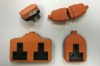  High Impact Schwerlast Stecker Verlängerung nachlaufend 13A Buchse 1 2 Gang orange 