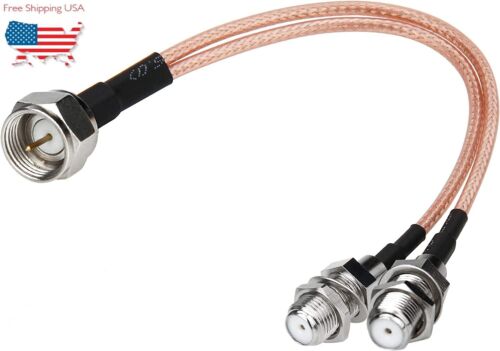 F-Type RG6 Splitter Coax Cable, 75Ohm TV Antenna 3 Way Splitter Combiner Cable