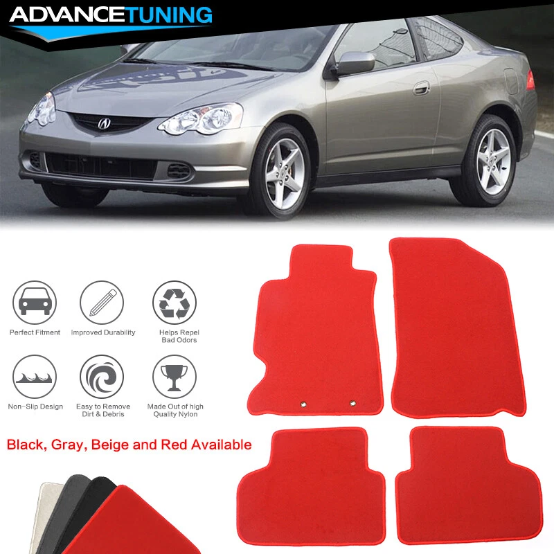 Fits 02 06 Acura RSX 2DR Car Floor Mats Liner Front Rear Nylon Red Carpet 4PCS
