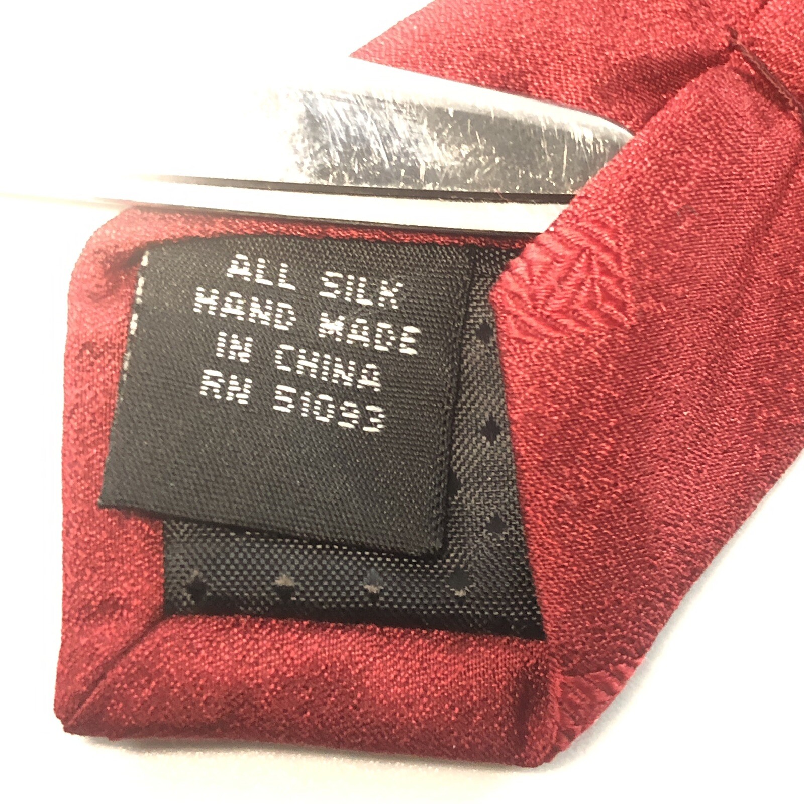 Red Solid Neck Tie Geometric Jacquard Pattern 58.… - image 5